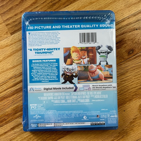 Captain Underpants Blu Ray Disc NWT - Picture 2 of 2